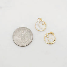 Load image into Gallery viewer, Enamel Moon &amp; Star Charm, 18K Gold Plated, Pave CZ Round Pendant, Necklace Making Charm, Jewelry Findings S20387