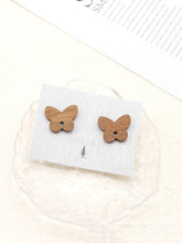 تحميل الصورة إلى عارض المعرض، أقراط خشبية من 4 قطع، أقراط خشبية على شكل فراشة للنساء، مصنوعة من خشب الجوز المعاد تدويره، خالية من النيكل، أقراط هندسية مميزة، رقم المنتج JT914