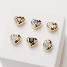 Load image into Gallery viewer, Heart Spacer Beads, 14K Gold, Silver Plated, CZ Pave Beads, Heart Pendant, Jewelry Making Supplies GZ413