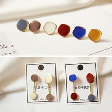 Cargar imagen en el visor de la galería, Poste cuadrado de esmalte, broche de plata S925, pendientes de oro de 14 quilates sin níquel, 15 mm, forma irregular con aro BB082