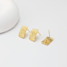 Load image into Gallery viewer, Rectangular Brushed Earrings Post With Loop, 18K Gold Plated, Nickel Free, S925 Silver Pin, Ear Stud Hypoallergenic Earring Findings D0455