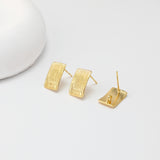 Rectangular Brushed Earrings Post With Loop, 18K Gold Plated, Nickel Free, S925 Silver Pin, Ear Stud Hypoallergenic Earring Findings D0455