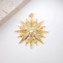 Load image into Gallery viewer, Multicolor Cubic Pave Round Charm, 18K Gold Plated Round Pendant, 35mm, Necklace Making Charm, Jewelry Findings S20568