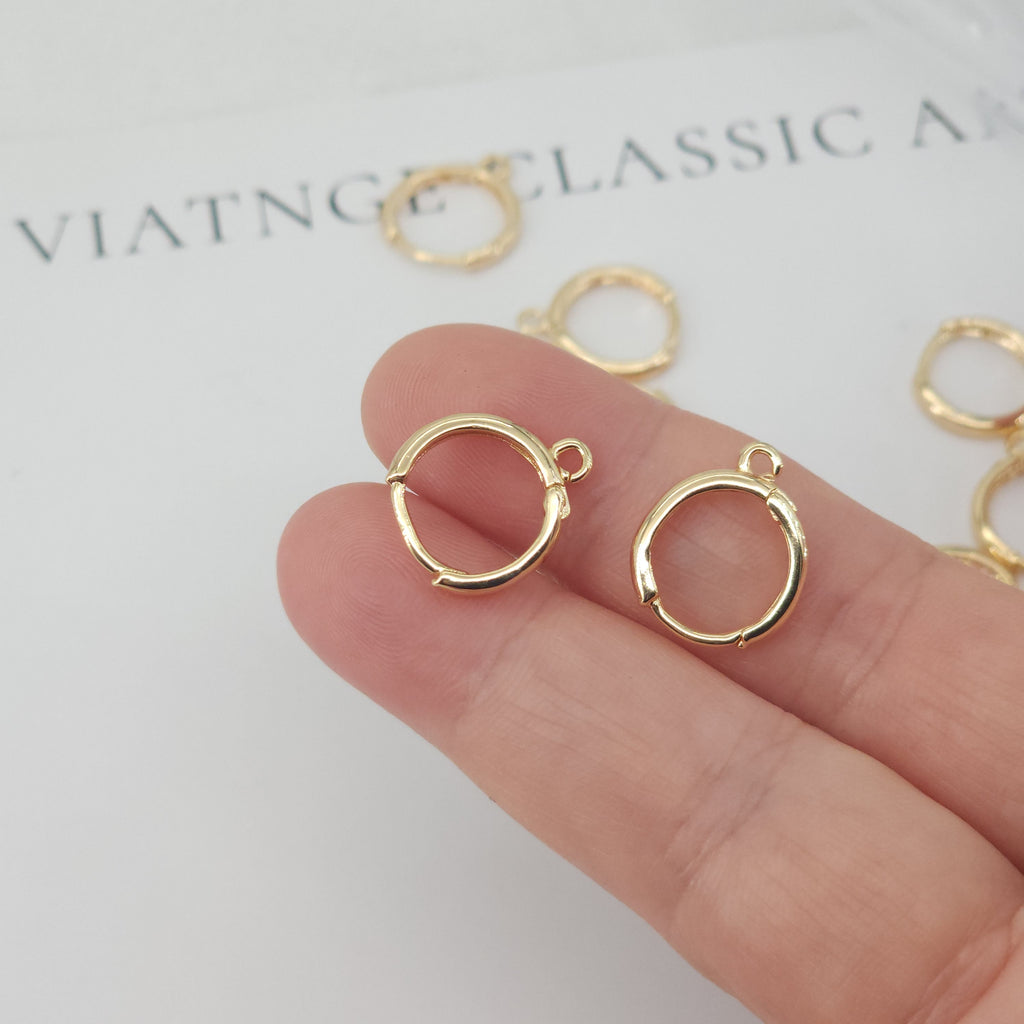 Gold/Silver Round Ear Hoops, 13x16mm, 18K Gold Plated Leverback Earrings, Huggie Hoops Earring ZX161