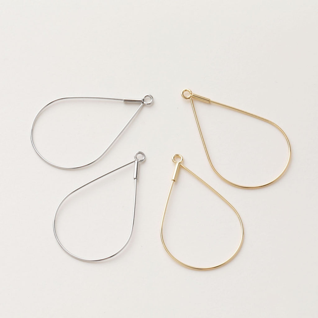 10pcs- 14K Gold Plated Hoop Earring Finding, 30mm, Nickel Free Rain Drop Earring Hoops, DIY Earring Charms, Earring Making Findings GZ188