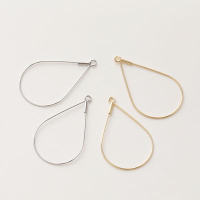10pcs- 14K Gold Plated Hoop Earring Finding, 30mm, Nickel Free Rain Drop Earring Hoops, DIY Earring Charms, Earring Making Findings GZ188