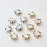 Dainty Heart Charm, Mother of Pearl Charm, 11mm, 14K Gold/Silver Plated Heart Charm for Jewelry Making GZ337