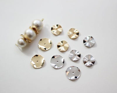10pcs Round Spacer Beads, 10mm, 12mm, 14K Gold/Silver Plated, Dainty Earring Making Beads, Jewelry Finding GZ158
