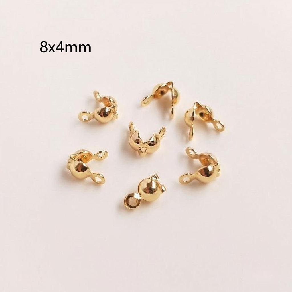 100pcs 14K Gold Plated Calottes Crimps, Bead Ends (4mm/5mm/6mm/8mm), Jewellery Making Findings YY008