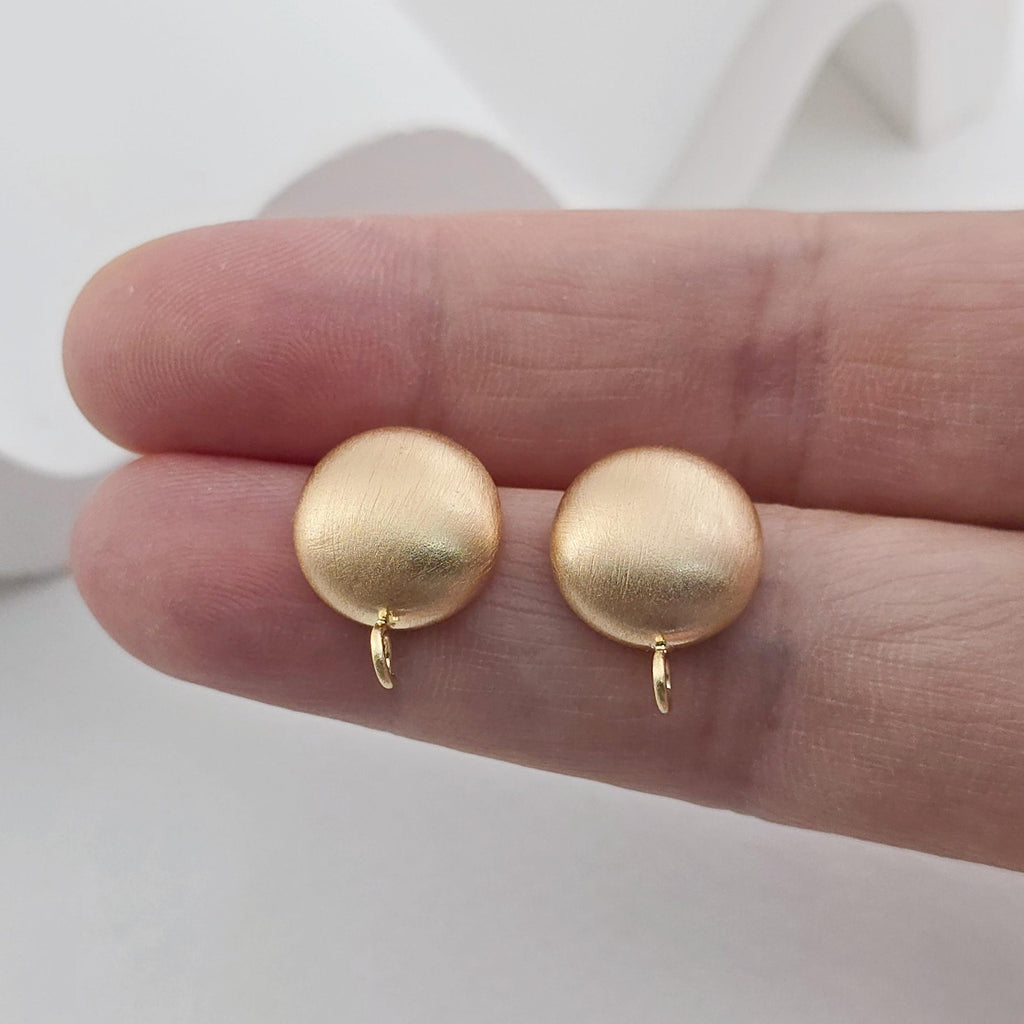 قرط دائري من الذهب عيار 18 قيراطًا بلمسة نهائية مصقولة مع حلقة، أقراط خالية من النيكل، 12 مم، دبوس من الفضة S925، نتائج قرط مضادة للحساسية ZX252