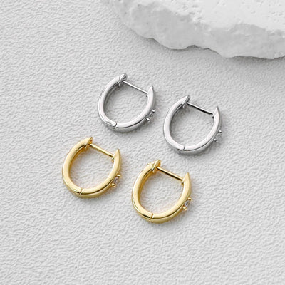 Gold Ear Hoops Pave CZ, Oval Hoops, 15.5mm, 18K Gold Plated Leverback Earrings, Huggie Hoops Earring D0556