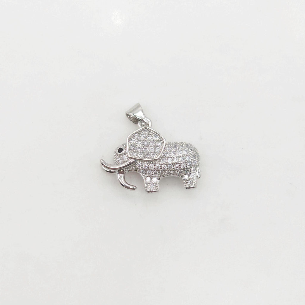 3D Elephant Pave CZ Pendant, 18K Gold Plated Brass Animal Charm, Bracelet Necklace Making Charm, Jewelry Findings S20372