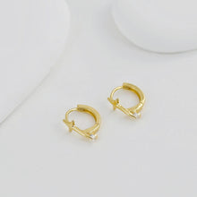 Load image into Gallery viewer, Star Ear Hoops Pave CZ, Round Hoops, 15.7mm, 18K Gold Plated Leverback Earrings, Huggie Hoops Earring D0548