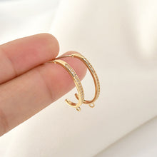 Load image into Gallery viewer, C Shape Earrings Post With Loop, 14K Gold/Silver Plated, S925 Silver Ear Pin Nickel Free Earrings, Pave Cubic Stone, Earring Findings YL002