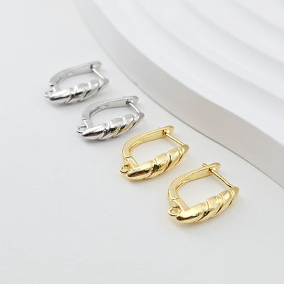 18K Gold Plated Twisted Hoop Earring, Huggie Hoops Earring Parts, Lever Back, 18.6*13.5mm, U Shape Hoop earring for Jewelry Making D0269