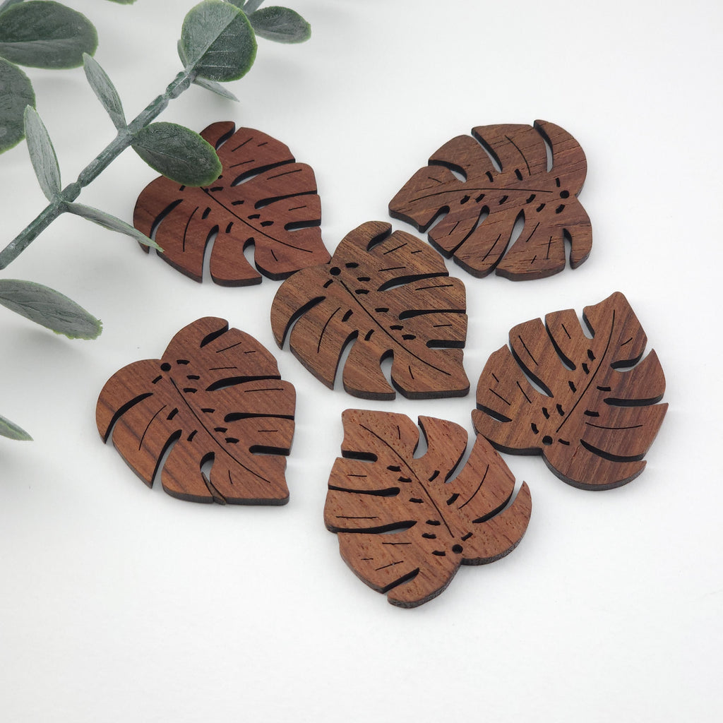 Monstera Leaf Shape Wood Charms, Wooden Pendant, Reclaimed Walnut Wood, Geometric Statement Wood Earrings Diy Ideas JT984
