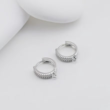 Load image into Gallery viewer, Cubic Zirconia Ear Hoops Multicolor Pave Crystal , 14.2mm, 18K Gold Plated Leverback Earrings, Huggie Hoops Earring D0557