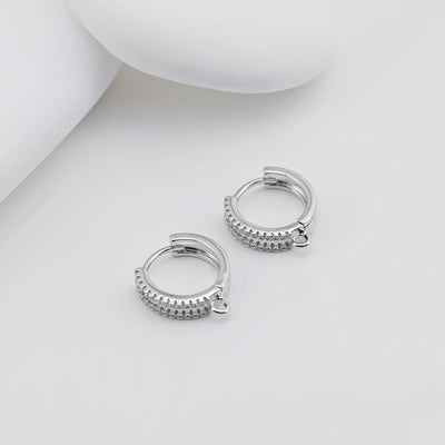 Cubic Zirconia Ear Hoops Multicolor Pave Crystal , 14.2mm, 18K Gold Plated Leverback Earrings, Huggie Hoops Earring D0557