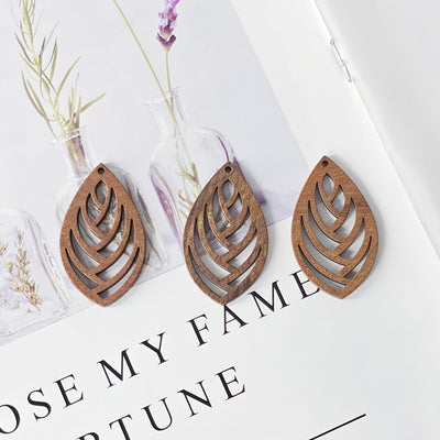 10PCS Leaf Shape Wood Charms, Wooden Pendant, Reclaimed Walnut Wood, Geometric Statement Wood Earrings Diy Ideas JT1012