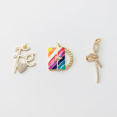 Tie The Knot Charms, Enamel Bag Charm, Fe Heart Charm, Cubic Pave Knot Pendant, 18K Gold Plated, Necklace Making Charms, Jewelry Findings
