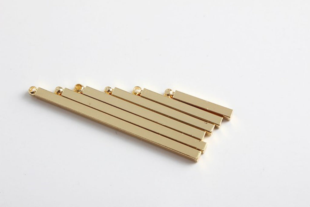 10pc Long Bar Pendant, 18K Gold Plated Square Bar Charm, 1.5cm,2cm,2.5cm,3cm,3.5cm,4cm, Earring Making Findings ZZ060