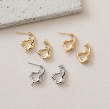 Load image into Gallery viewer, Irregular Ear Post With Loop, S925 Silver Ear Pin Nickel Free Earrings, Gold/Silver Ear Stud, Hypoallergenic Earring Findings GZ305-D0457