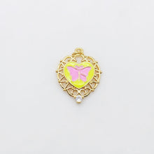 Load image into Gallery viewer, Enamel Butterfly Dangle Pendants, Heart Shape, 18K Gold Plated Enamel Butterfly Pendant, Earring Making Charm, Jewelry Findings S20552