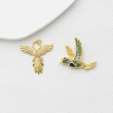 Bird Charms, 18K Gold Plated Cubic Micro Pave Eagle Pendant, 17.5*18mm, Necklace Making Charms, Jewelry Findings S1362