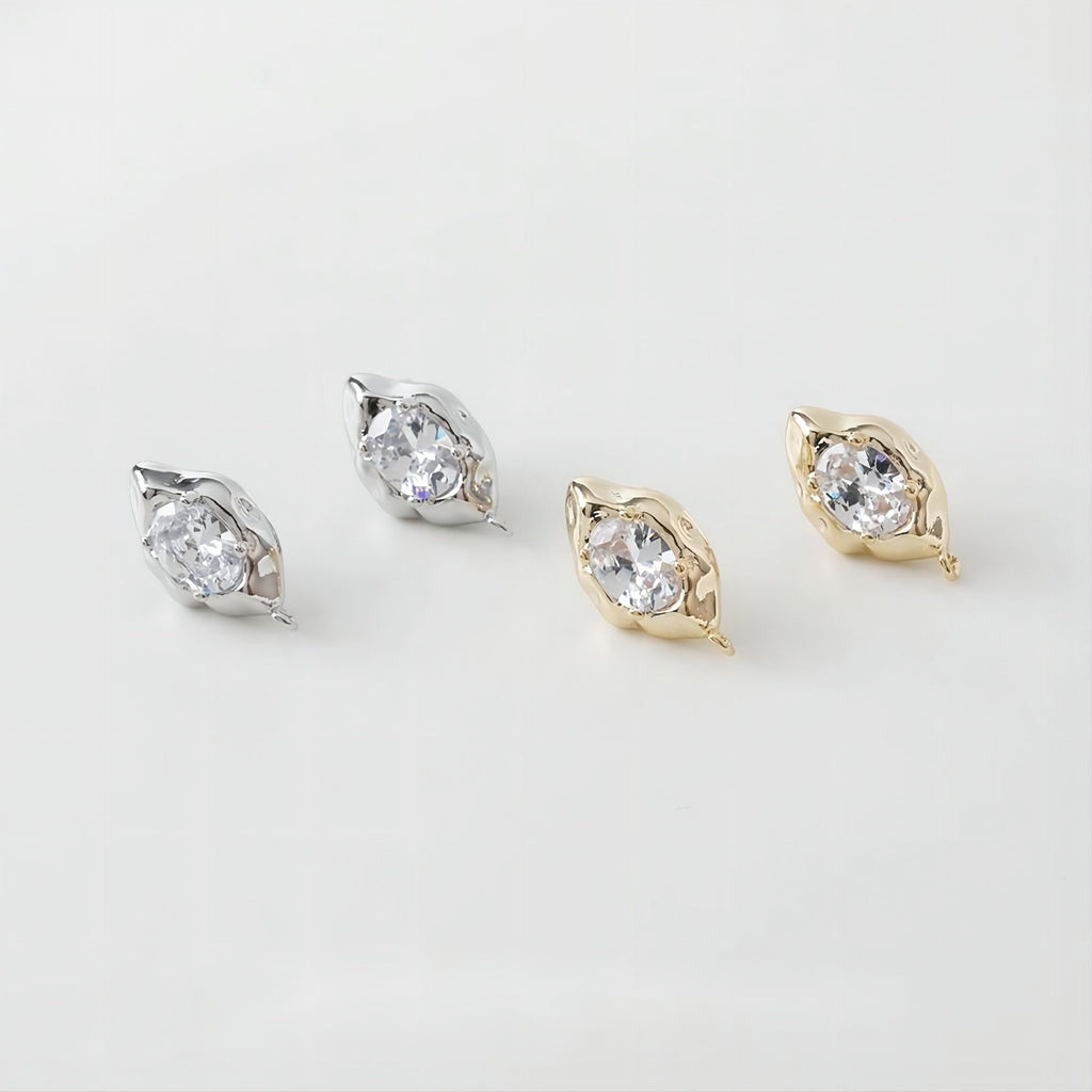 قرط أذن غير منتظم من الزركونيا، ذهب/فضة عيار 14 قيراط، قرط فضة S925 خالٍ من النيكل، على شكل عين مع حلقة GE015