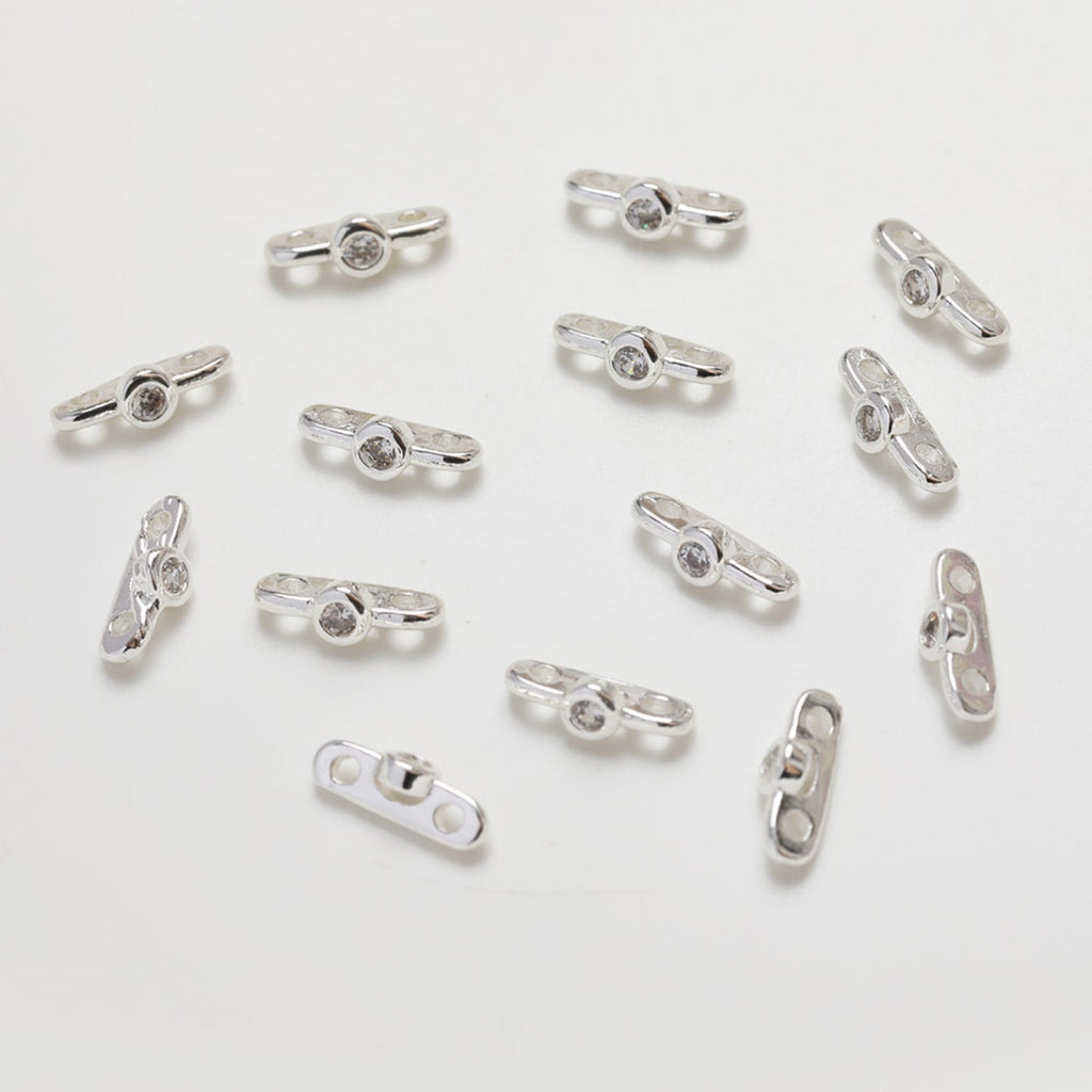 Two hole spacer beads, 14K gold plated, round zirconia hole beads, necklace and earring making beads, jewelry findings SC011