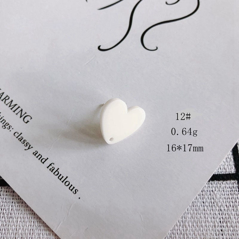 10PCS Heart Acrylic Earring Findings, 12 Colors You Choose, S925 Silver Ear Stick, Nickel Free, Earring Finding MY003