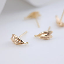 Load image into Gallery viewer, Small leaf Post Earring, Gold Plated, S925 Silver Pin Nickel Free Earrings, Hypoallergenic Earring ZX230