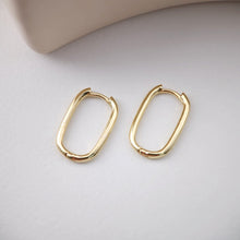 Load image into Gallery viewer, Gold U Shape Hoop Earring, 19.4*12.7mm, 18K Gold Plated Leverback Earrings, Huggie Hoops Earring D0120