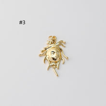 Load image into Gallery viewer, Sunny Face Pendant, Round Pendant, Irregular Face, 18K Gold Plated, For Bracelet And Necklace Making, Jewelry Findings S1409