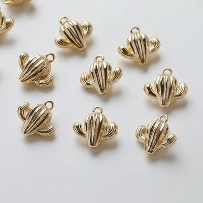 Cactus Pendant, Snail Pendant, 14K Gold Cactus Pendant,  Necklace Charms GZ749