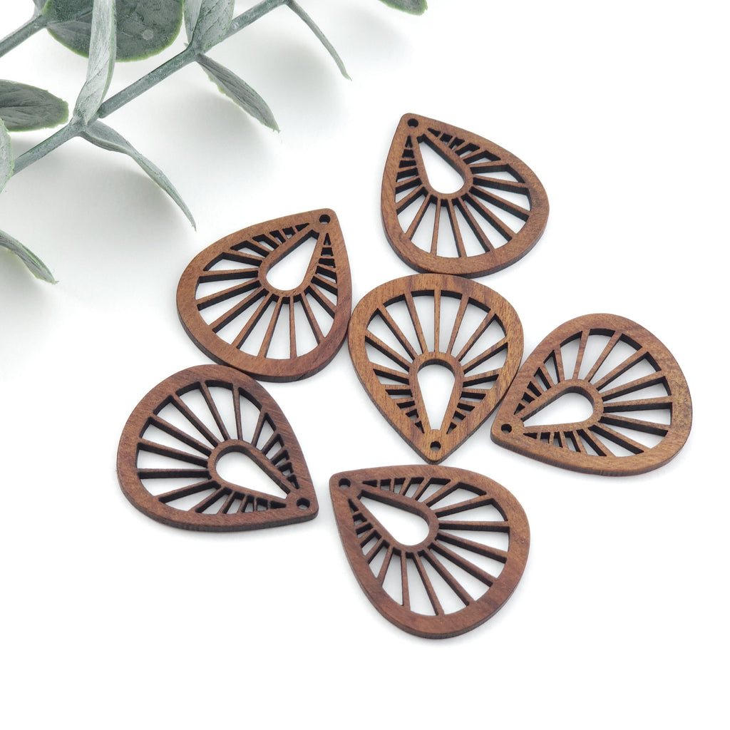 Teardrop Wood Charms, Drop Wooden Pendant, Reclaimed Walnut Wood, Geometric Statement Wood Earrings Diy Ideas JT976