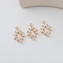Load image into Gallery viewer, CZ Pave Rhombic Charm, Cubic Pendant, Earring Connectors, Real Gold Plated Brass Earring Charms, Jewelry Findings D0307