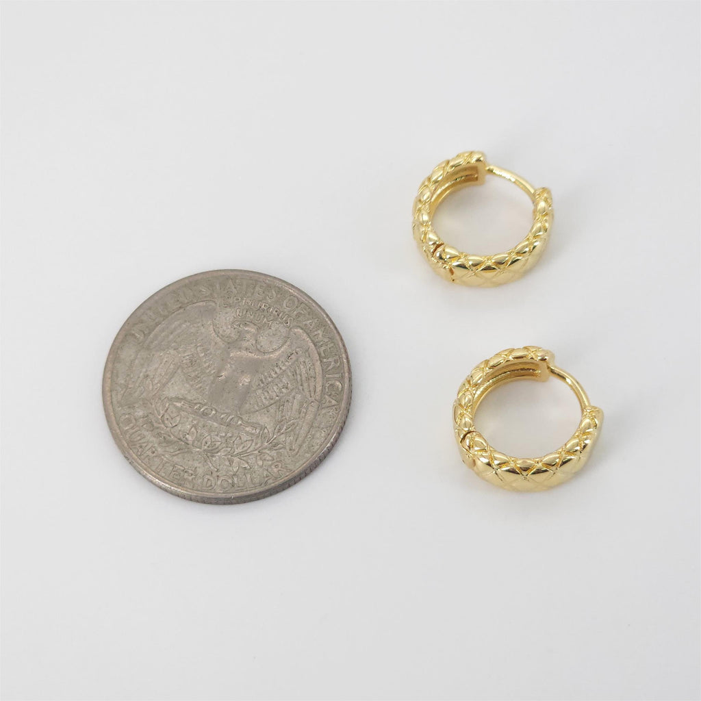 18K Gold Ear Hoops, 14mm, 18K Gold Plated Leverback Earrings, Huggie Hoops Earring S20828