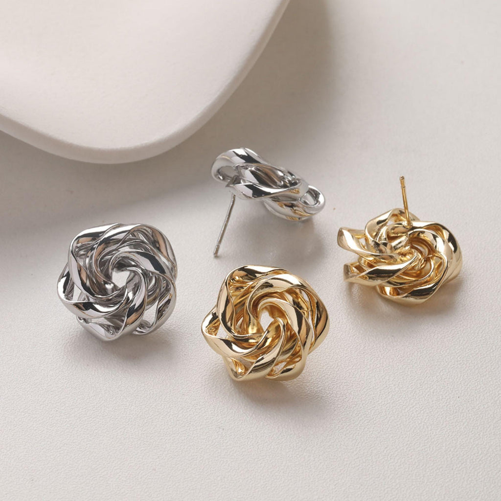 Flower Earring Post, 14K Gold/Silver, S925 Silver Pin Nickel Free Earrings, Flora Ear Stud with Loop GZ760