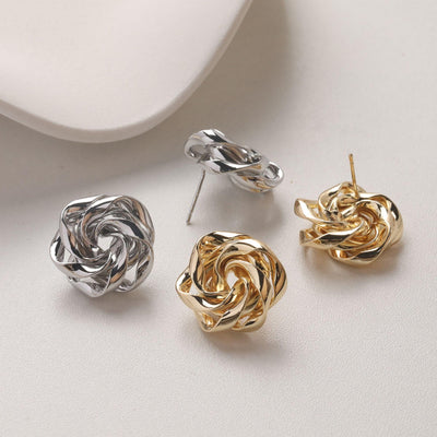 Flower Earring Post, 14K Gold/Silver, S925 Silver Pin Nickel Free Earrings, Flora Ear Stud with Loop GZ760