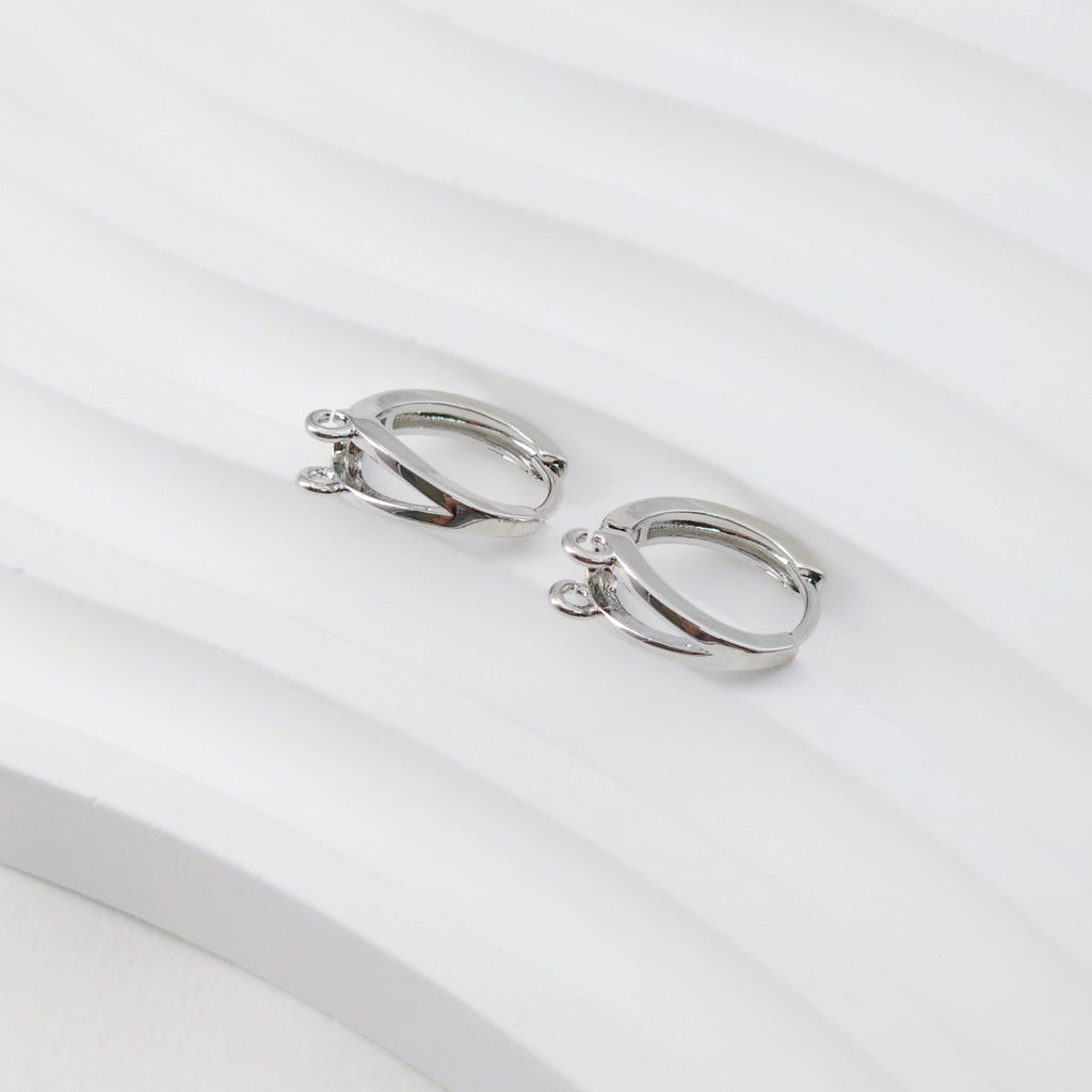 Two Loop Earring Hoop, Gold Plated Huggie Hoop Earring with Loop, Huggie Hoops DIY Earring  Findings,Handmade Earring Supplies D0099