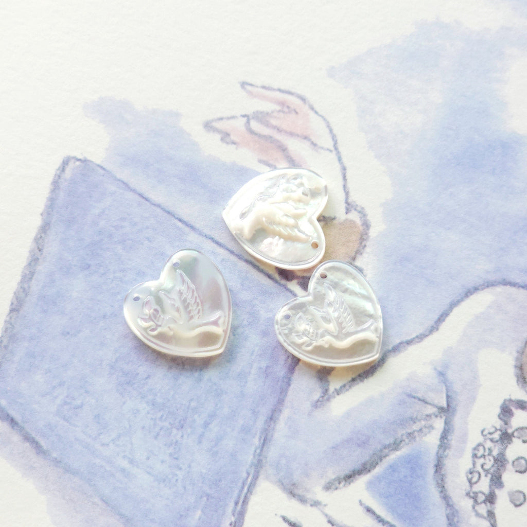 Heart White Mother-of-Pearl, MOP Shell Pendant, Sector White Nacre, Shell Charm, Mother of Pearl Jewelry Making Findings RY013