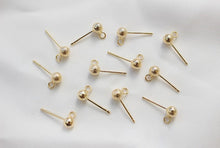 Load image into Gallery viewer, 10pcs Textured Ball Ear Post With Loop, S925 Silver Ear Pin Nickel Free, Gold/Silver Ear Stud, Hypoallergenic Earring Findings GZ198-ZX7020