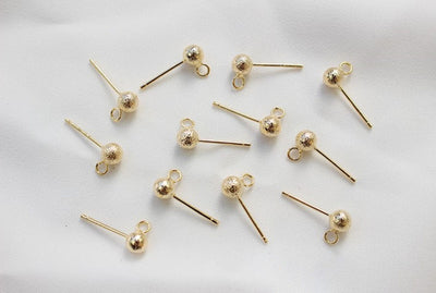 10pcs Textured Ball Ear Post With Loop, S925 Silver Ear Pin Nickel Free, Gold/Silver Ear Stud, Hypoallergenic Earring Findings GZ198-ZX7020