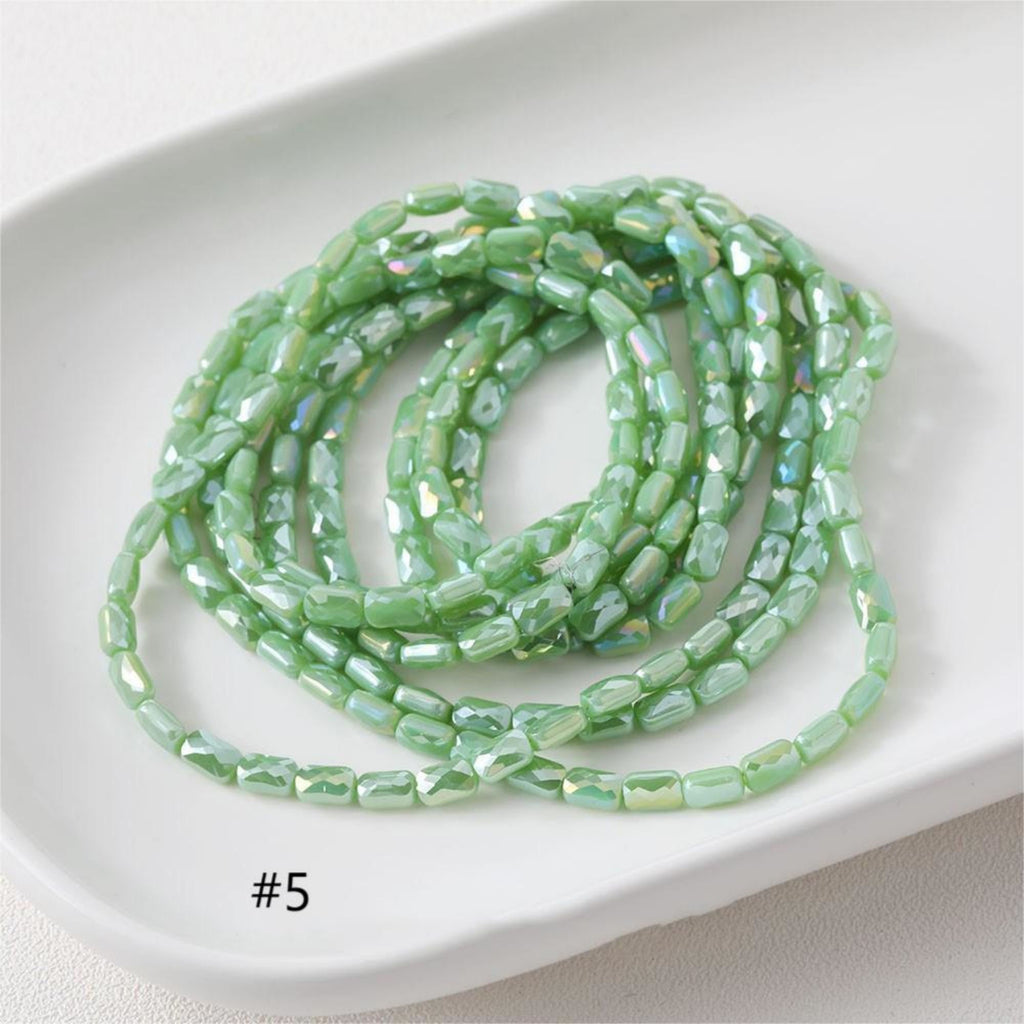 Rectangular Cut Faceted Glass Beads, 6.4*4.1mm , Crystal Glass Loose Beads for Jewelry Making, DIY Beads Finding GZ552