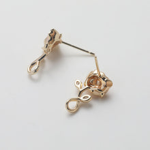 Load image into Gallery viewer, Enamel Flower Earring Post, 14K Gold/Silver, S925 Silver Pin Nickel Free Earrings, Flora Ear Stud with Loop GZ769
