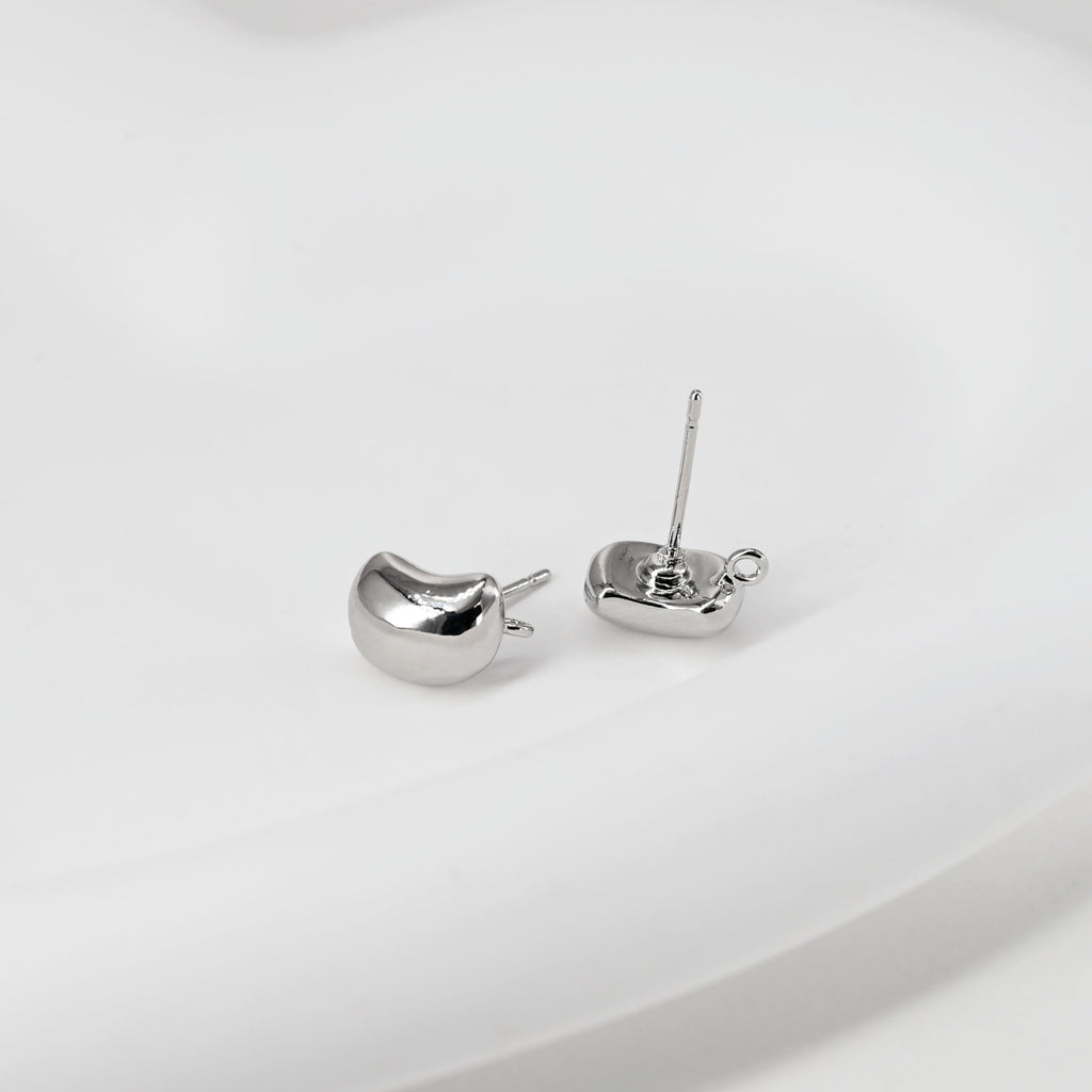 Gold Moon Ear Post with Loops, S925 Silver Ear Pin, Nickel Free, 18K Gold Plated Stud Earring Finding D0417