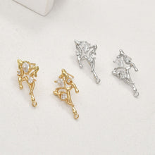 تحميل الصورة إلى عارض المعرض، قرط فراشة غير منتظم مع حلقة، ذهب/فضة عيار 14 قيراط، دبوس فضة S925 خالٍ من النيكل، قرط مضاد للحساسية LL208