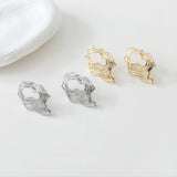 Irregular 14K Gold Pleated Openwork Post with Loop, Gold/Silver, S925 Silver Pin Nickel Free Earrings, Hypoallergenic Earring Findings GE022