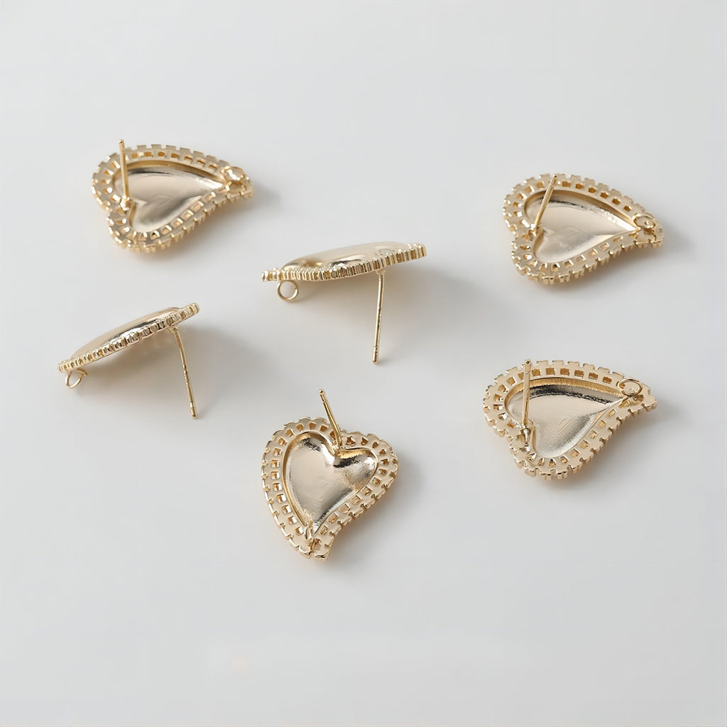 عمود قرط ذهبي على شكل قلب، أقراط من الذهب عيار 14 قيراطًا خالية من النيكل، دبابيس أذن من الفضة S925، 20 مم، قرط أذن على شكل قلب مع حلقة GE001